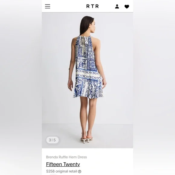 Fifteen Twenty Brenda Ruffle Blue and White Dress - Picture 2 of 8